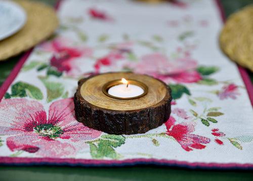 The Weaver's Nest Wooden Bark Handmade Tealight Candle Holder Set of Two