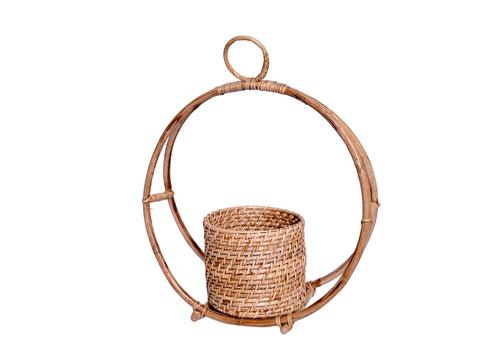 The Weaver's Nest Handmade Natural Cane Planter for Home, Offices, Restaurants, Garden, Cafe, Balcony, Living Room (Brown, 35 X 15 X 42 cm)