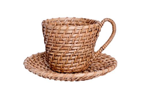 The Weaver's Nest Handmade Natural Cane Kettle Shaped Planter- Plant Stand, Plants Holder Pot for Home, Table Tops, Offices, Restaurants, Garden, Cafe, Balcony, Living Room (Brown, 25 X 18 X 12 cm)