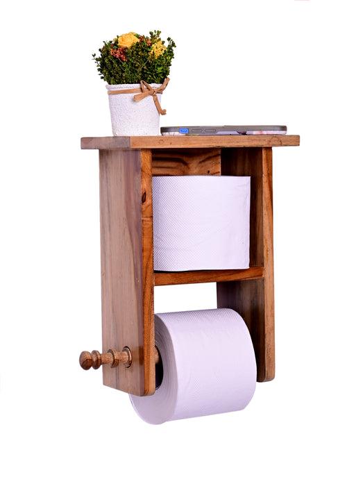 The Weaver's Nest Wooden Paper Towel Holder/Tissue Paper Stand/Roll Dispenser for Washrooms,Restrooms, Restaurants, Hotels (L 20 x W 12 x H 27 cm)