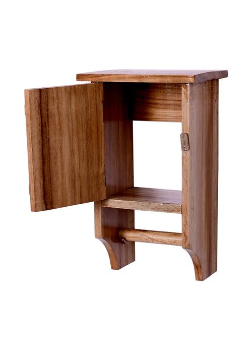 The Weaver's Nest Teak Wood Paper Towel Holder/Tissue Paper Stand/Roll Dispenser with Cabinet Door for Washrooms, Restrooms, Restaurants, Hotels