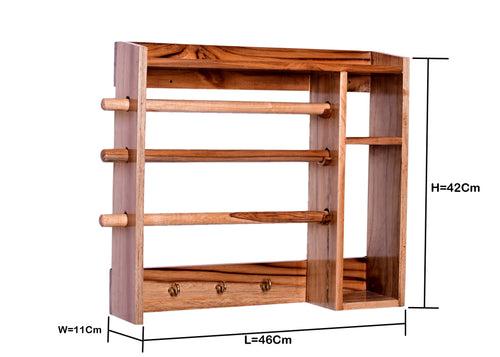 The Weaver's Nest Multi Utility Wooden Paper Towel Holder/Tissue Paper Stand/Roll Dispenser with Spice Rack Shelf and Ladle Holder