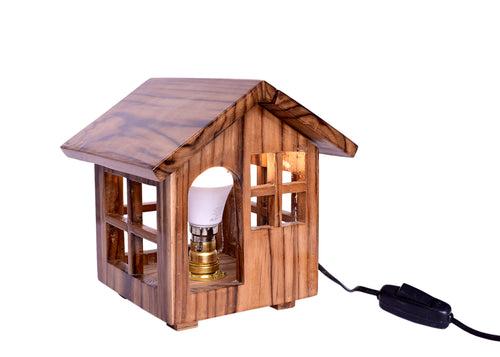 The Weaver's Nest Rustic Teak Wood House Table Lamp for Home , Hotels and Restaurants