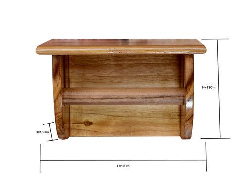 The Weaver's Nest Teak Wood Wall Mounted Toilet Paper Holder with Shelf for Restaurants, Hotels, Bathrooms and Washrooms.