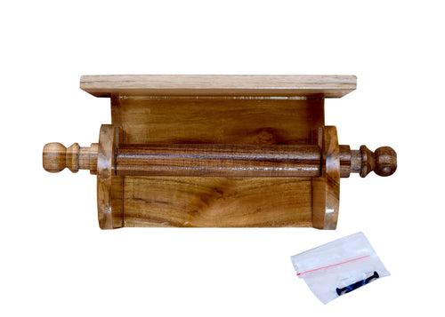 The Weaver's Nest Teak Wood Wall Mounted Toilet Paper Holder with Shelf for Restaurants, Hotels ,Bathroom and Washrooms.