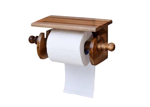 The Weaver's Nest Teak Wood Wall Mounted Toilet Paper Holder with Shelf for Restaurants, Hotels ,Bathroom and Washrooms.