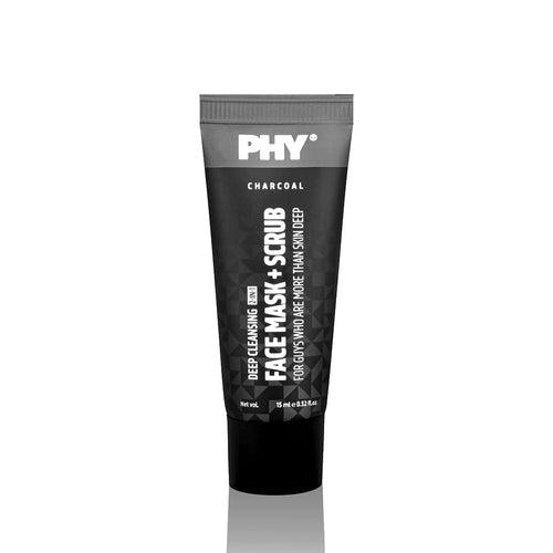 Phy Charcoal 2-In-1 Face Mask + Scrub (15 ml) | Deep Cleansing | For Oily Or Combi Skin