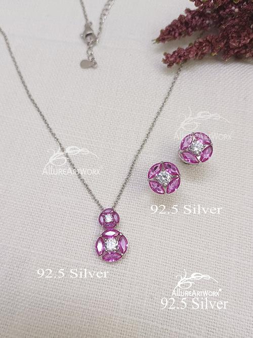 Rose Silver Pendant Set