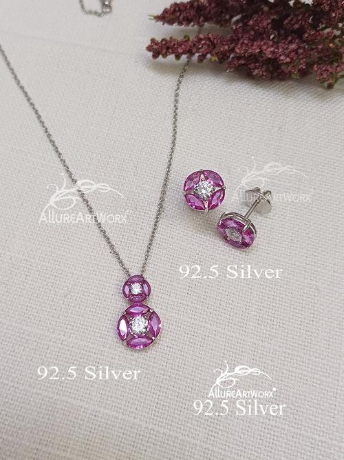 Rose Silver Pendant Set