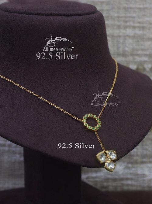 Aviva Silver Chain(green-long)