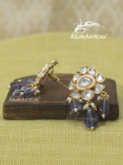 Kundan Earrings(purple)