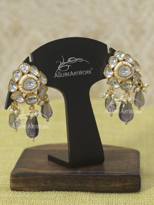 Kundan Earrings(purple)