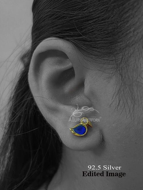 Jena Silver Earrings(dark blue)