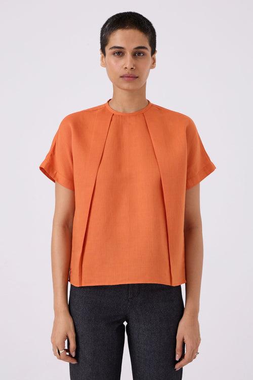 Pam Orange Linen Top | Relove