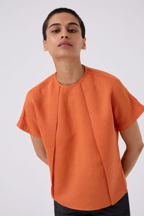 Pam Orange Linen Top | Relove