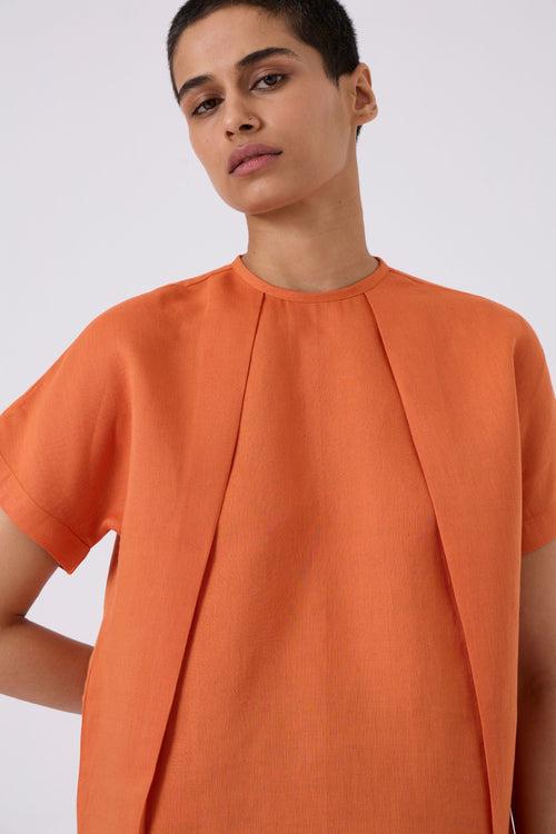 Pam Orange Linen Top | Relove