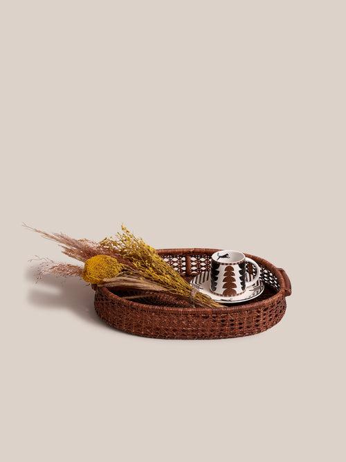 Natural Rattan Cane Oval Tray