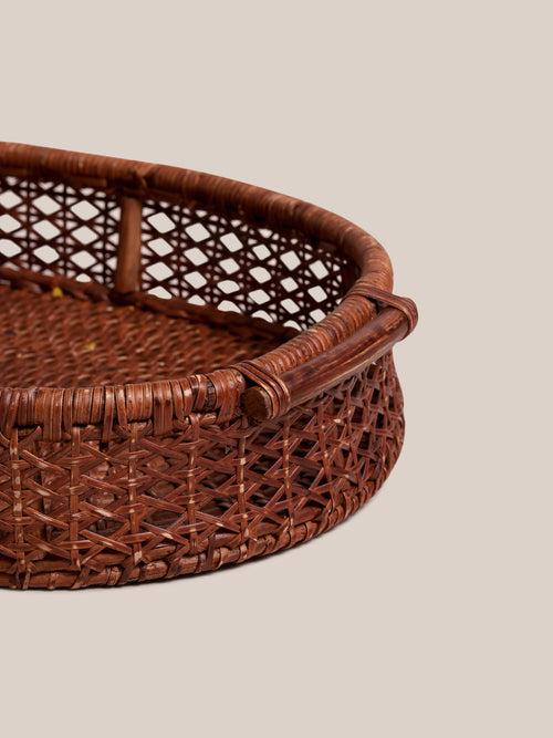 Natural Rattan Cane Oval Tray