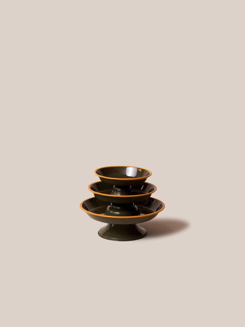 Amari Pedestal Platter Olive Green - M