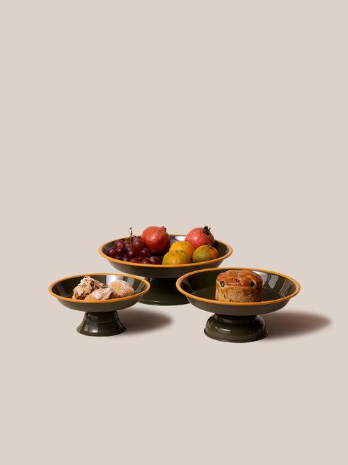 Amari Pedestal Platter Olive Green - M