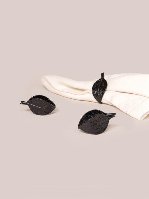 Autumn Leaf Napkin Ring - Black