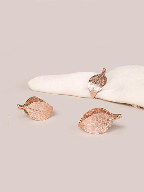 Autumn Leaf Napkin Ring - Rose Gold