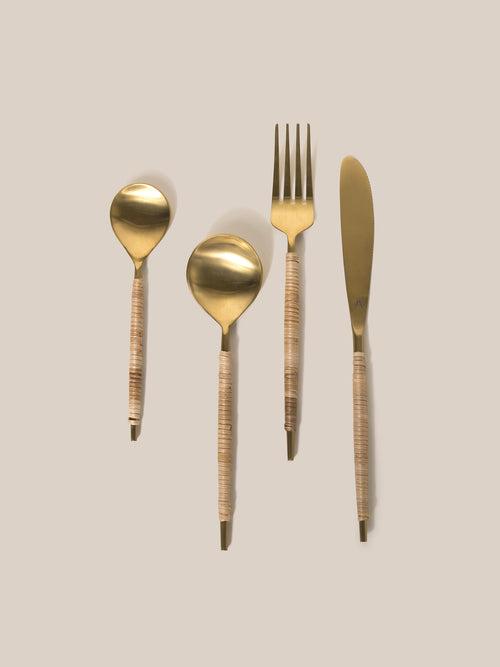 Grazia Flatware Rattan - Gold