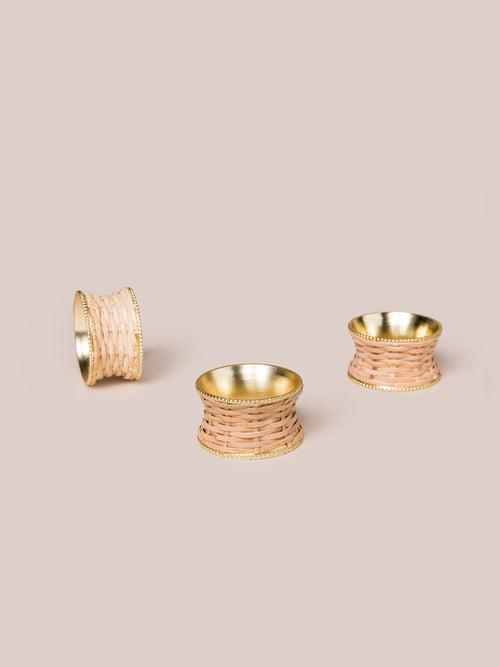 Grazia Napkin Ring Rattan - Rose Gold