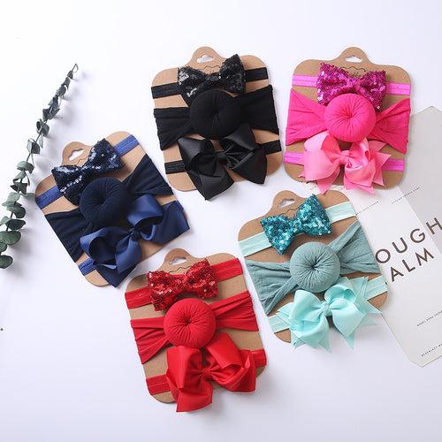 1E 3Pcs Set Baby Headband Cute Nylon Elastic Turban Infant Headband For Baby Girl Boy