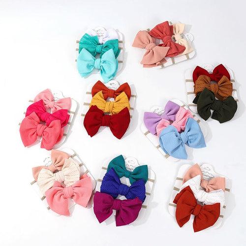 1E 3Pcs Set Kid Hair Accessories Soft Stretchy Thin Skinny Nylon Headbands  Baby Girl Knotted Bow Headband Set