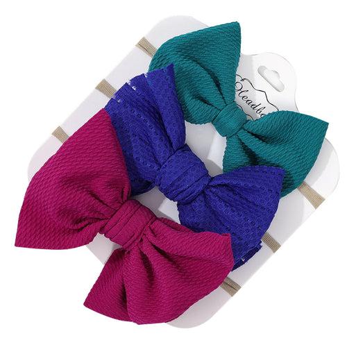 1E 3Pcs Set Kid Hair Accessories Soft Stretchy Thin Skinny Nylon Headbands  Baby Girl Knotted Bow Headband Set