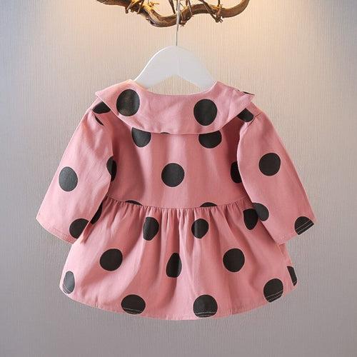 1C Girls long sleeve shirt collar polka dot dress children's clothing autumn Girls' skirts