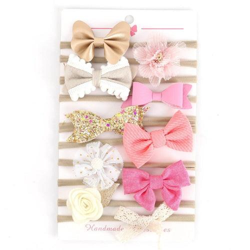 1E 10-Pack of Adorable Flower Bow Baby Headbands with Soft Elastic Turban Design