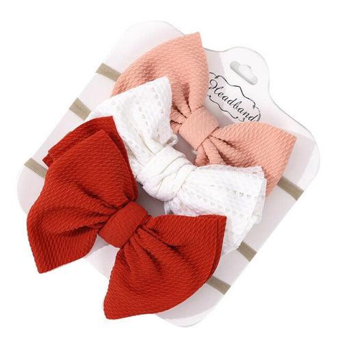 1E 3Pcs Set Kid Hair Accessories Soft Stretchy Thin Skinny Nylon Headbands  Baby Girl Knotted Bow Headband Set