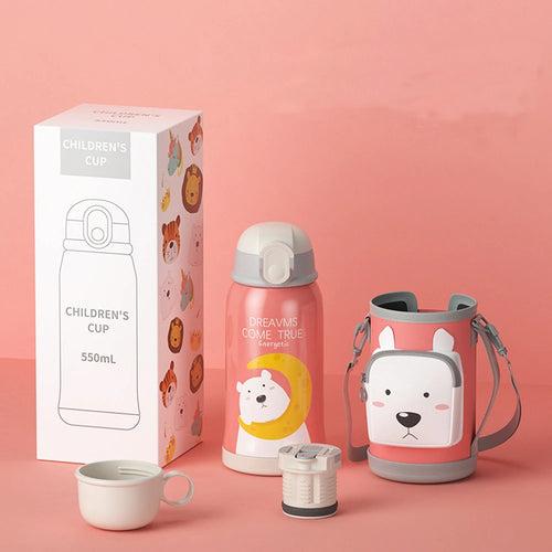 Cute Cartoon 316 Stainless Steel Smart Thermos Mug for Kids with Lid Cup Water Cup Straw Learning Drinking