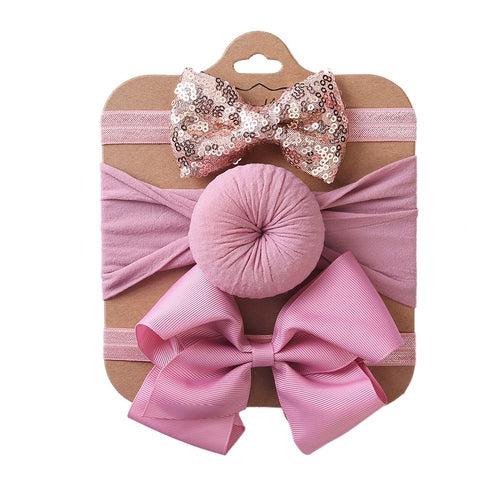 1E 3Pcs Set Baby Headband Cute Nylon Elastic Turban Infant Headband For Baby Girl Boy