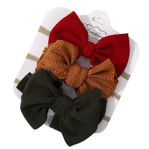 1E 3Pcs Set Kid Hair Accessories Soft Stretchy Thin Skinny Nylon Headbands  Baby Girl Knotted Bow Headband Set