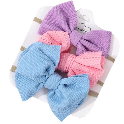 1E 3Pcs Set Kid Hair Accessories Soft Stretchy Thin Skinny Nylon Headbands  Baby Girl Knotted Bow Headband Set