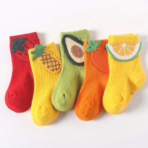 1D Baby Socks Newborn Boys Girls Cartoon Fruits Decorative Socks Cotton Kids Socks Soft Newborn Socks Clothing Accessories