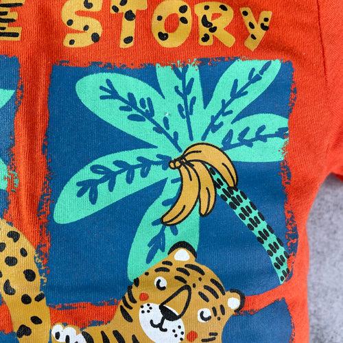 Half Sleeves Biowashed Tee Jungle Print