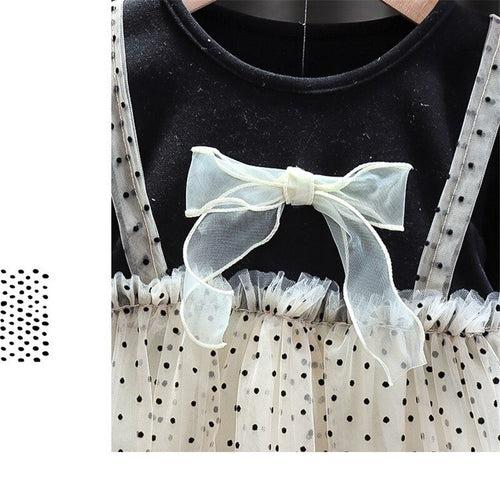 1C Autumn Baby Girls Dress Princess Polka Dot Bowknot Dress Newborn Alien Flavor Dress