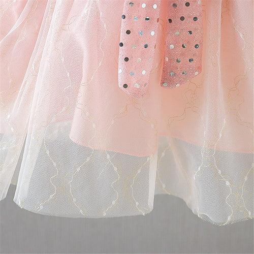 1C 2022 Spring Autumn Baby Girls Long Sleeve A-Line Dress Cute Bowknot Lace Princess Dress