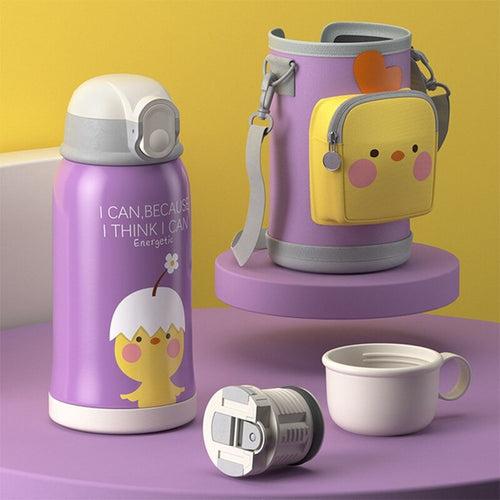 Cute Cartoon 316 Stainless Steel Smart Thermos Mug for Kids with Lid Cup Water Cup Straw Learning Drinking