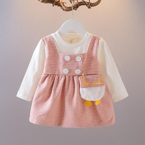 2023 Baby Girls Lovely And Foreign Style False Two Plaid Lady Dress