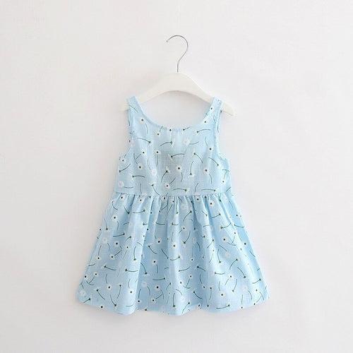 A Girls Dresses Flower Print Sleeveless Clothes Princess Elegant