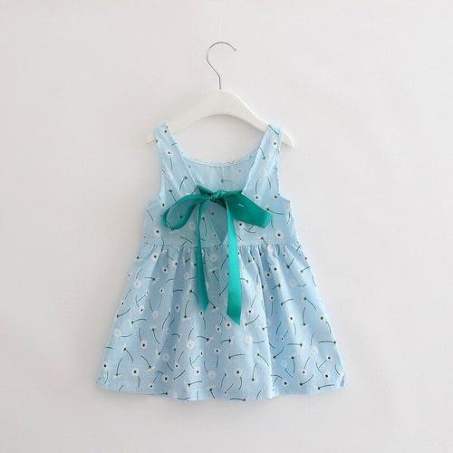 A Girls Dresses Flower Print Sleeveless Clothes Princess Elegant