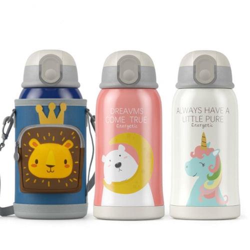 Cute Cartoon 316 Stainless Steel Smart Thermos Mug for Kids with Lid Cup Water Cup Straw Learning Drinking