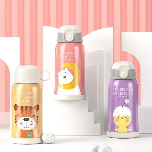 Cute Cartoon 316 Stainless Steel Smart Thermos Mug for Kids with Lid Cup Water Cup Straw Learning Drinking