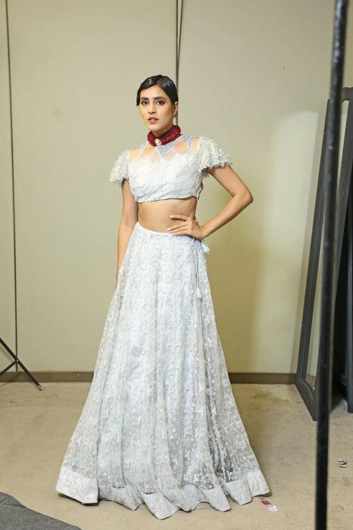 Silver lehnga skirt