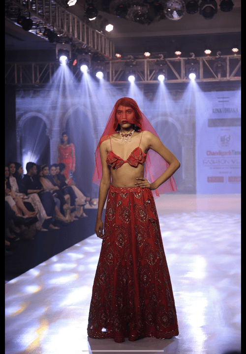 Red zardosi lehenga